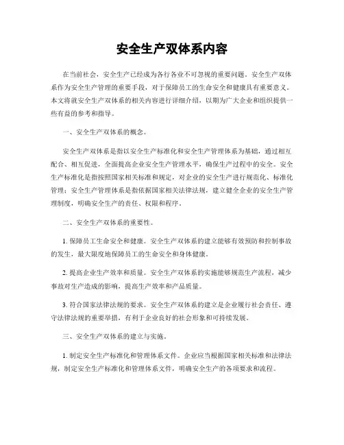 安全生产双体系内容
