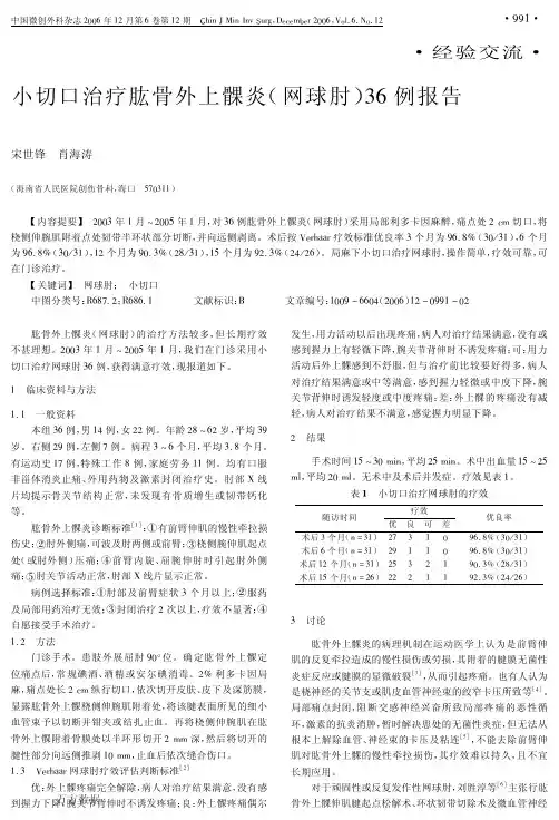 小切口治疗肱骨外上髁炎(网球肘)36例报告