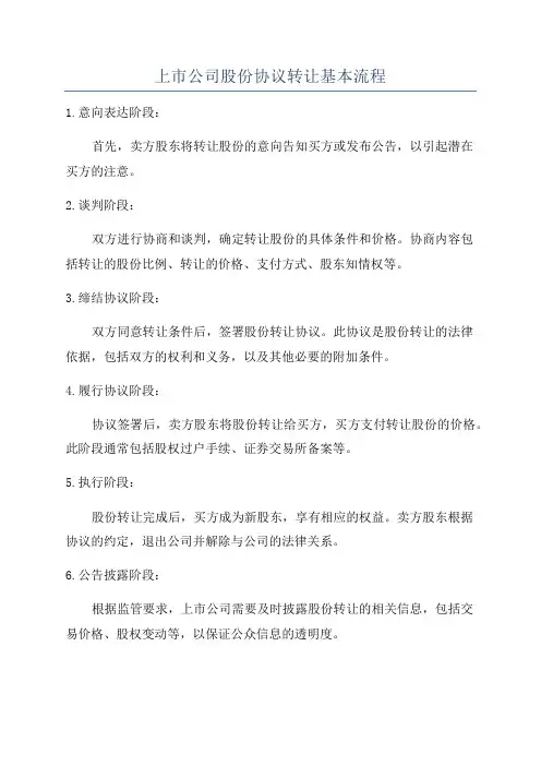 上市公司股份协议转让基本流程