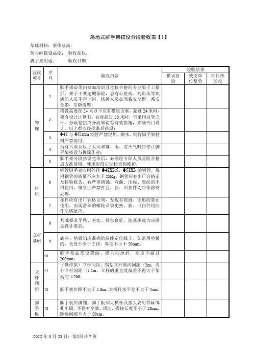 脚手架验收表