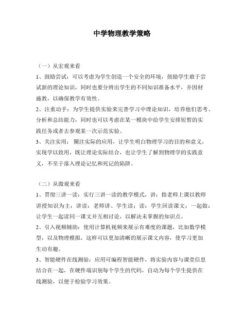 中学物理教学策略