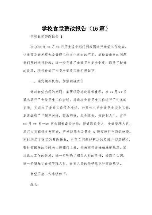 学校食堂整改报告(16篇)