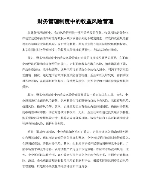财务管理制度中的收益风险管理