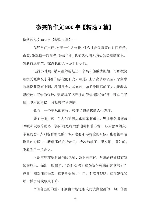 微笑的作文800字【3篇】