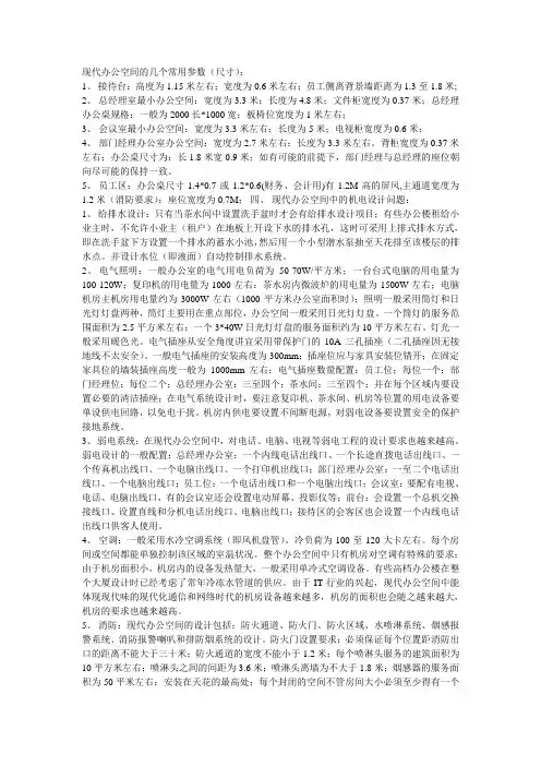 现代办公空间的几个常用参数