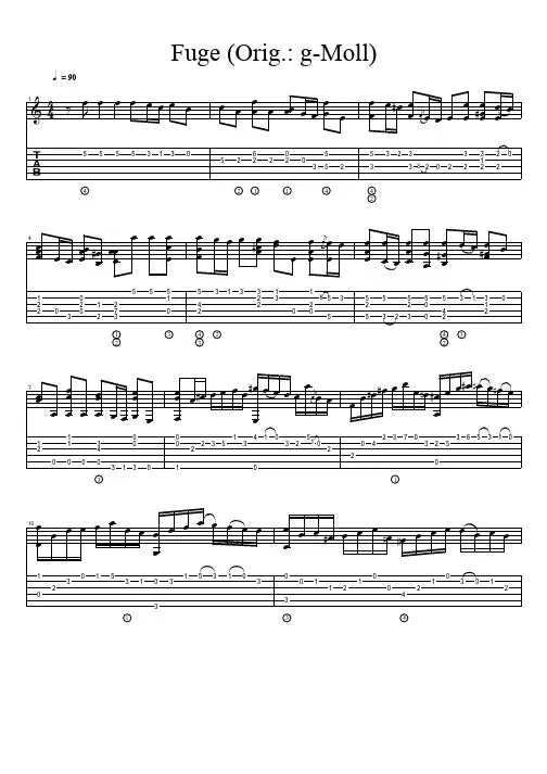 Bach, Johann Sebastian - Fugue (G-Moll) BWV 1000 经典 吉他谱 五线谱对照六线谱.pdf