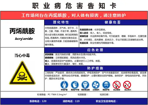 【丙烯酰胺】职业病危害告知卡(精编版)
