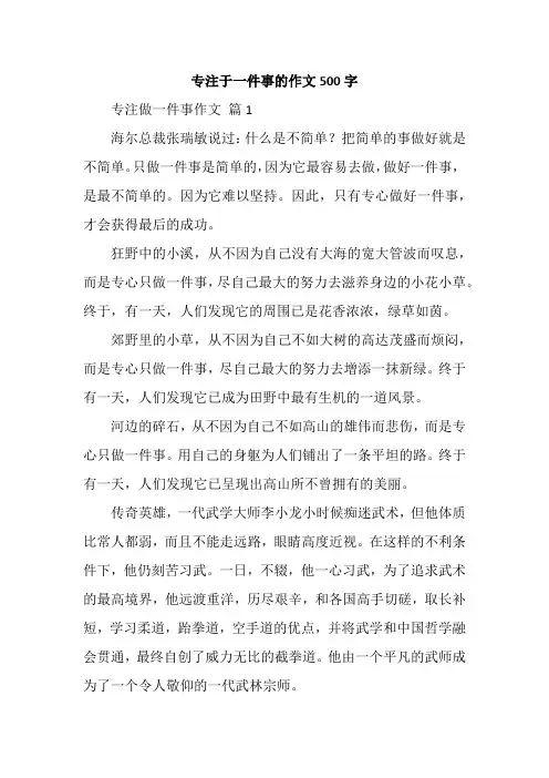 专注于一件事的作文500字