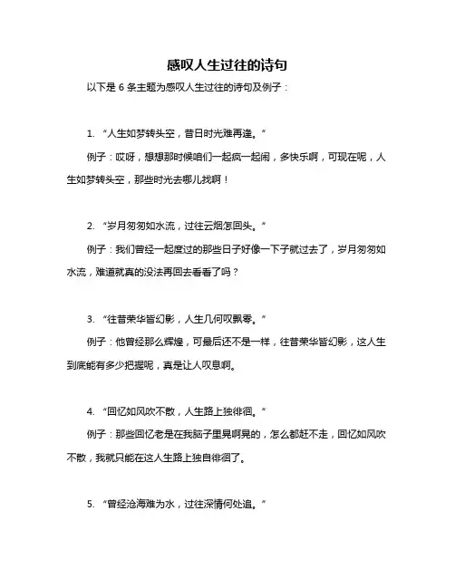 感叹人生过往的诗句