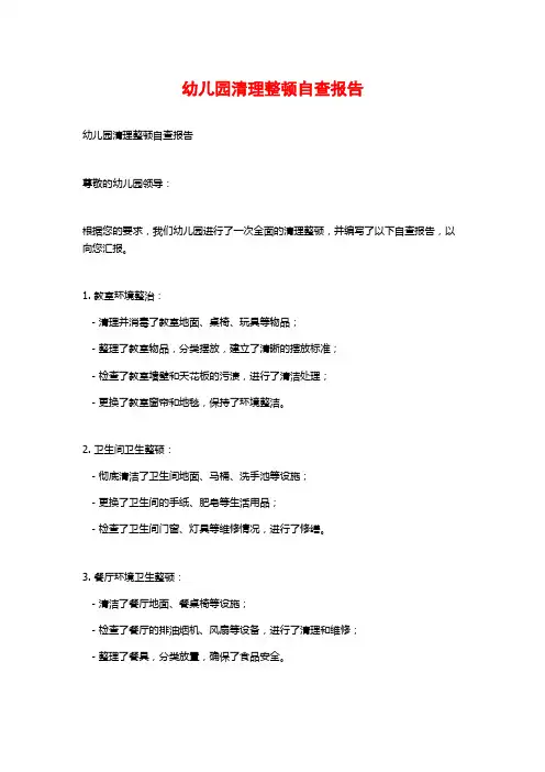 幼儿园清理整顿自查报告