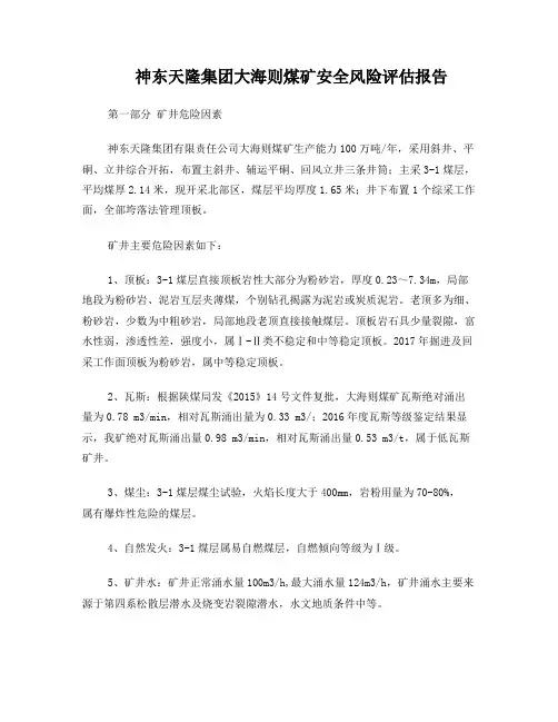 神东天隆集团大海则煤矿安全风险评估报告