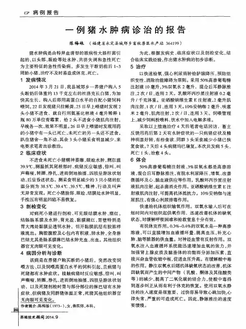 一例猪水肿病诊治的报告