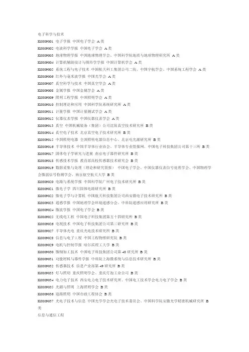 电子专业期刊编号
