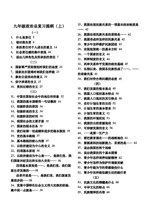 初三政治总复习提纲