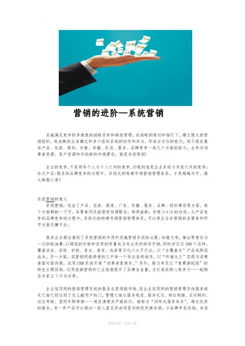 营销的进阶—系统营销