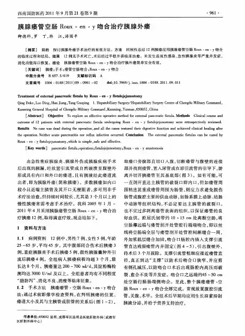 胰腺瘘管空肠Roux-en-y吻合治疗胰腺外瘘