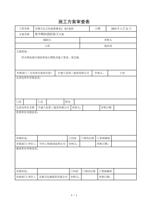 施工方案审查表(甲方)