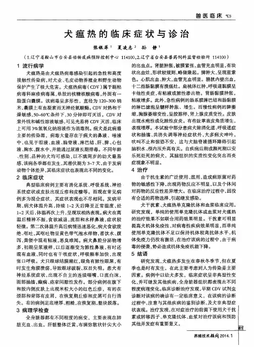 犬瘟热的临床症状与诊治