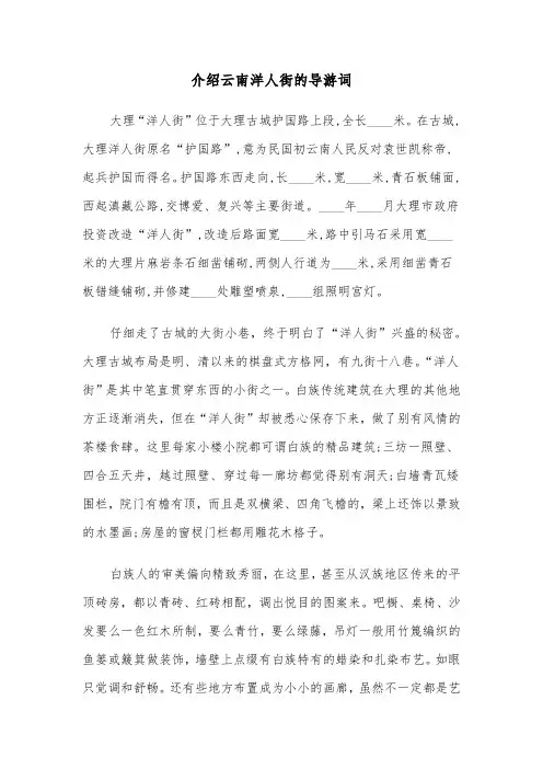 介绍云南洋人街的导游词（2篇）