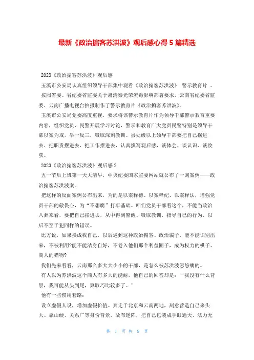 最新《政治掮客苏洪波》观后感心得5篇精选读友吧