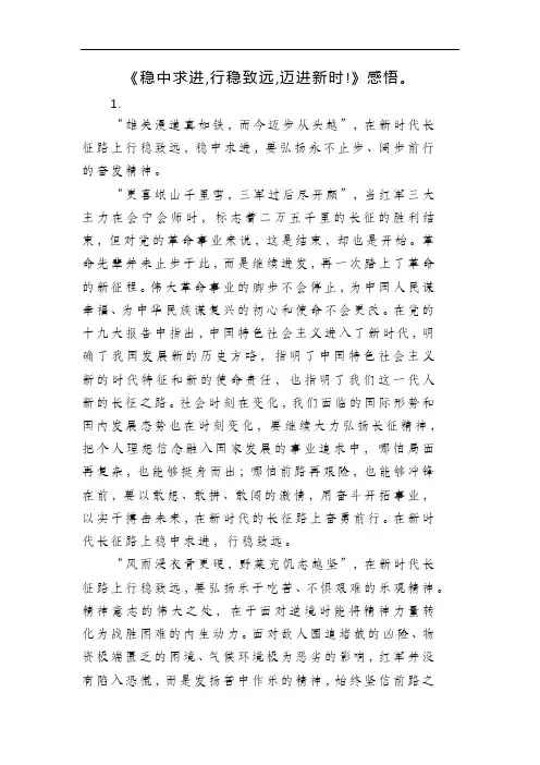 《稳中求进,行稳致远,迈进新时!》感悟。