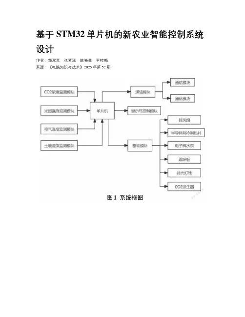 基于STM32单片机的新农业智能控制系统设计