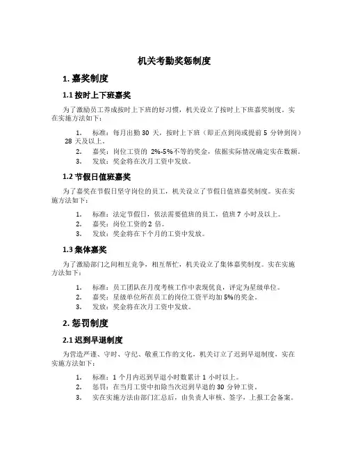 机关考勤奖惩制度