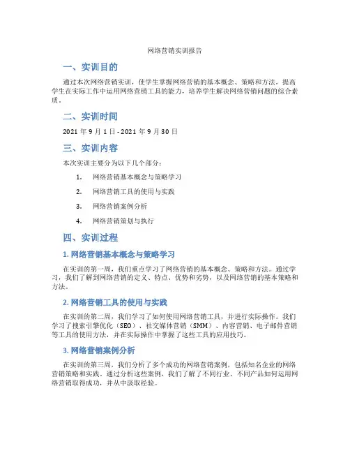 网络营销实训报告