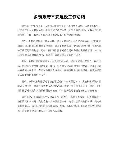 乡镇政府平安建设工作总结