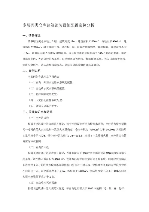 多层丙类仓库建筑消防设施配置案例分析