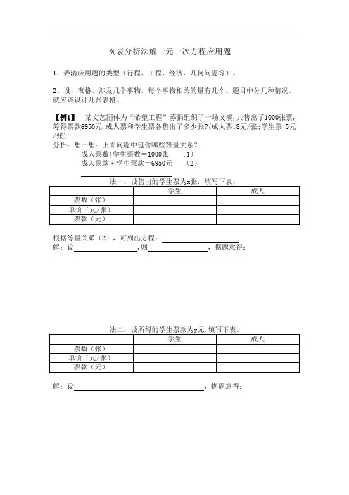 列表法解应用题