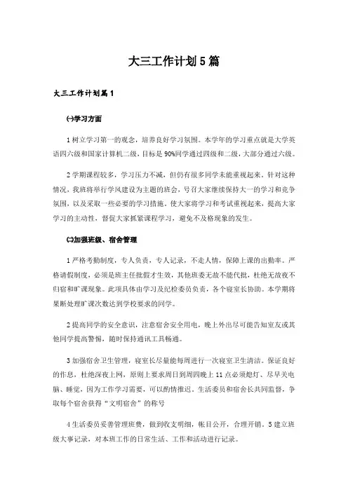 大三工作计划5篇