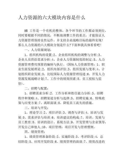 人力资源的六大模块内容是什么