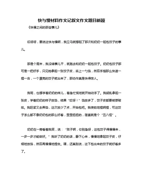快与慢材料作文记叙文作文题目新颖