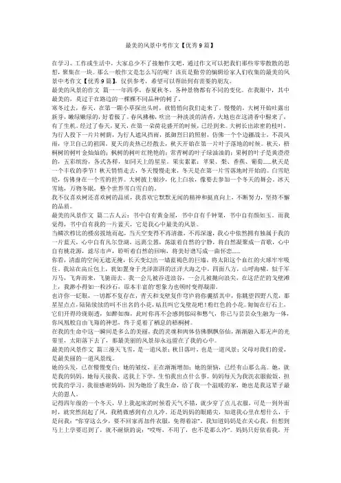 2024最新-最美的风景中考作文【优秀9篇】