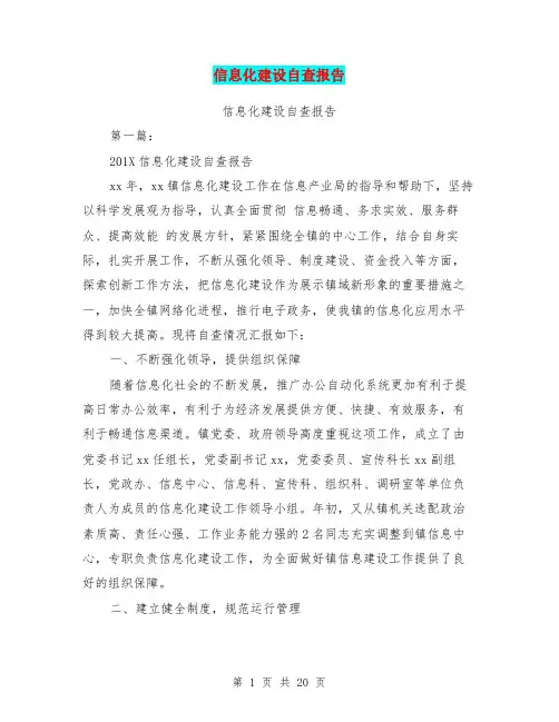 信息化建设自查报告(完整版)