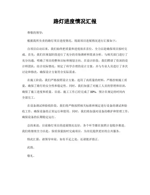 路灯进度情况汇报