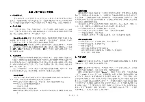 人教版高一历史必修一第三单元近代西方资本主义政治制度的确立和发展单元知识点补充