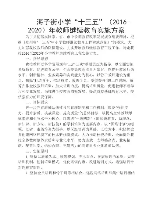 十三五教师继续教育实施方案