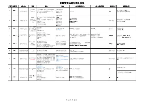 iatf16949质量管理体系过程分析表