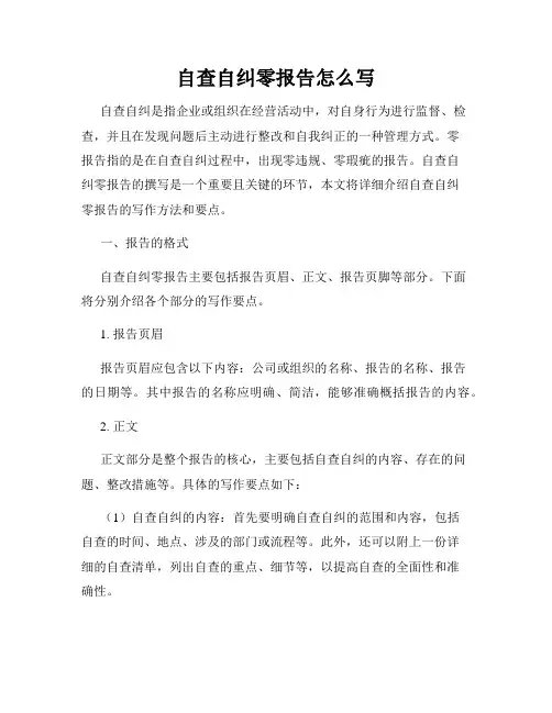 自查自纠零报告怎么写