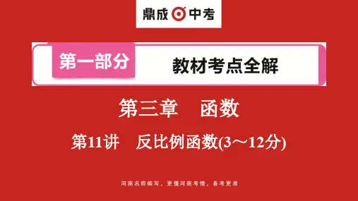 2020年河南中考数学总复习考点精讲第11讲 反比例函数(3～12分)