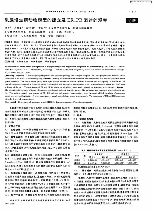 乳腺增生病动物模型的建立及ER、PR表达的观察