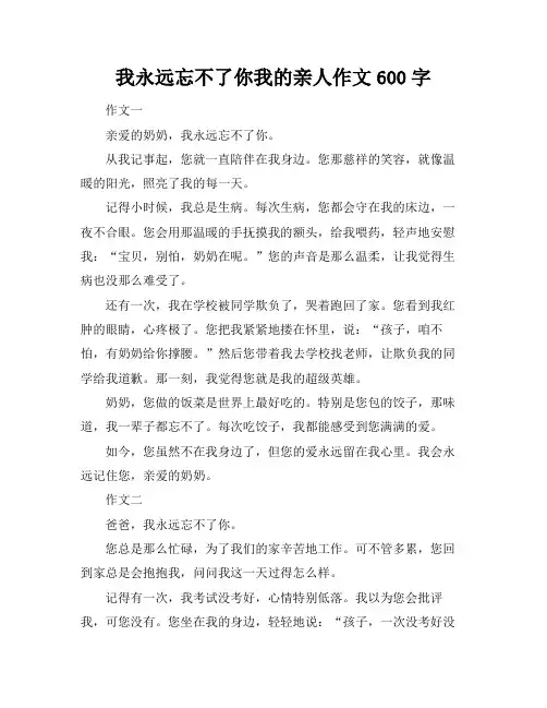 我永远忘不了你我的亲人作文600字