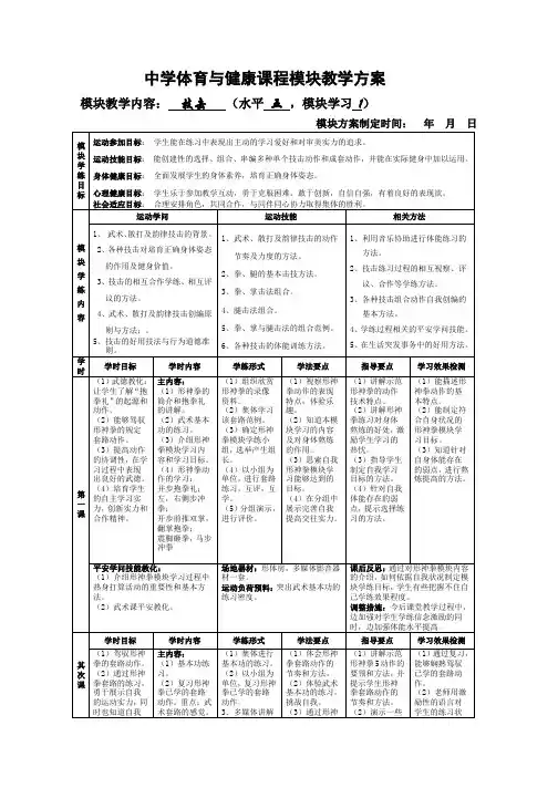 高中体育与健康课程模块教学方案