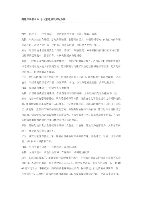 路遇打劫怎么办 十大紧急用车应对办法