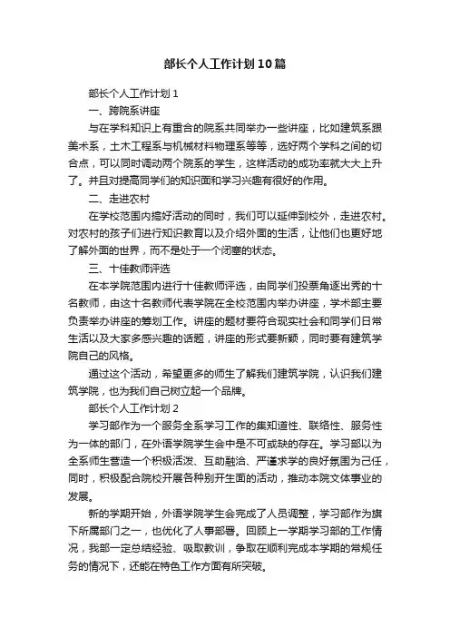 部长个人工作计划10篇