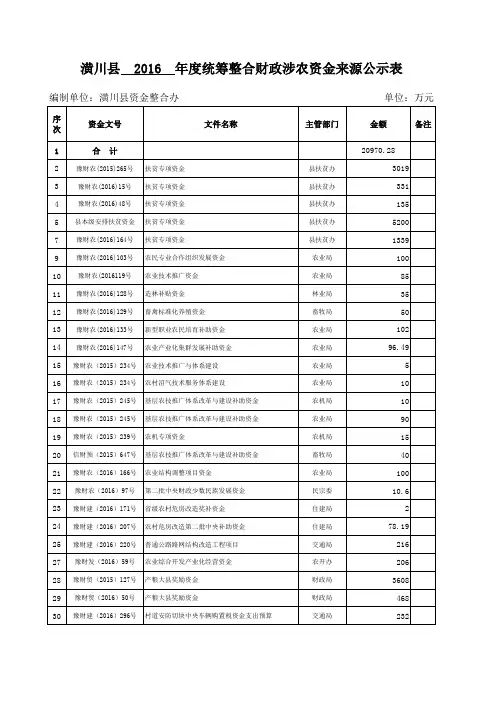 2016年整合资金来源