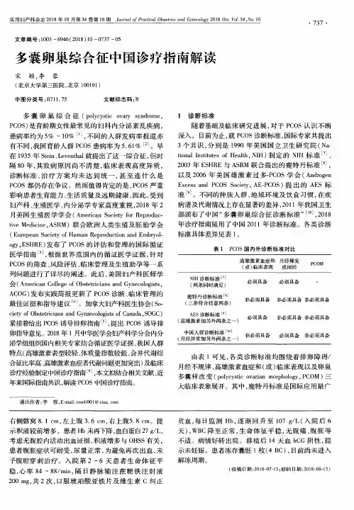 多囊卵巢综合征中国诊疗指南解读