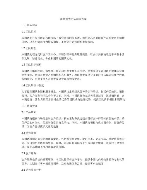 服装销售团队运营方案